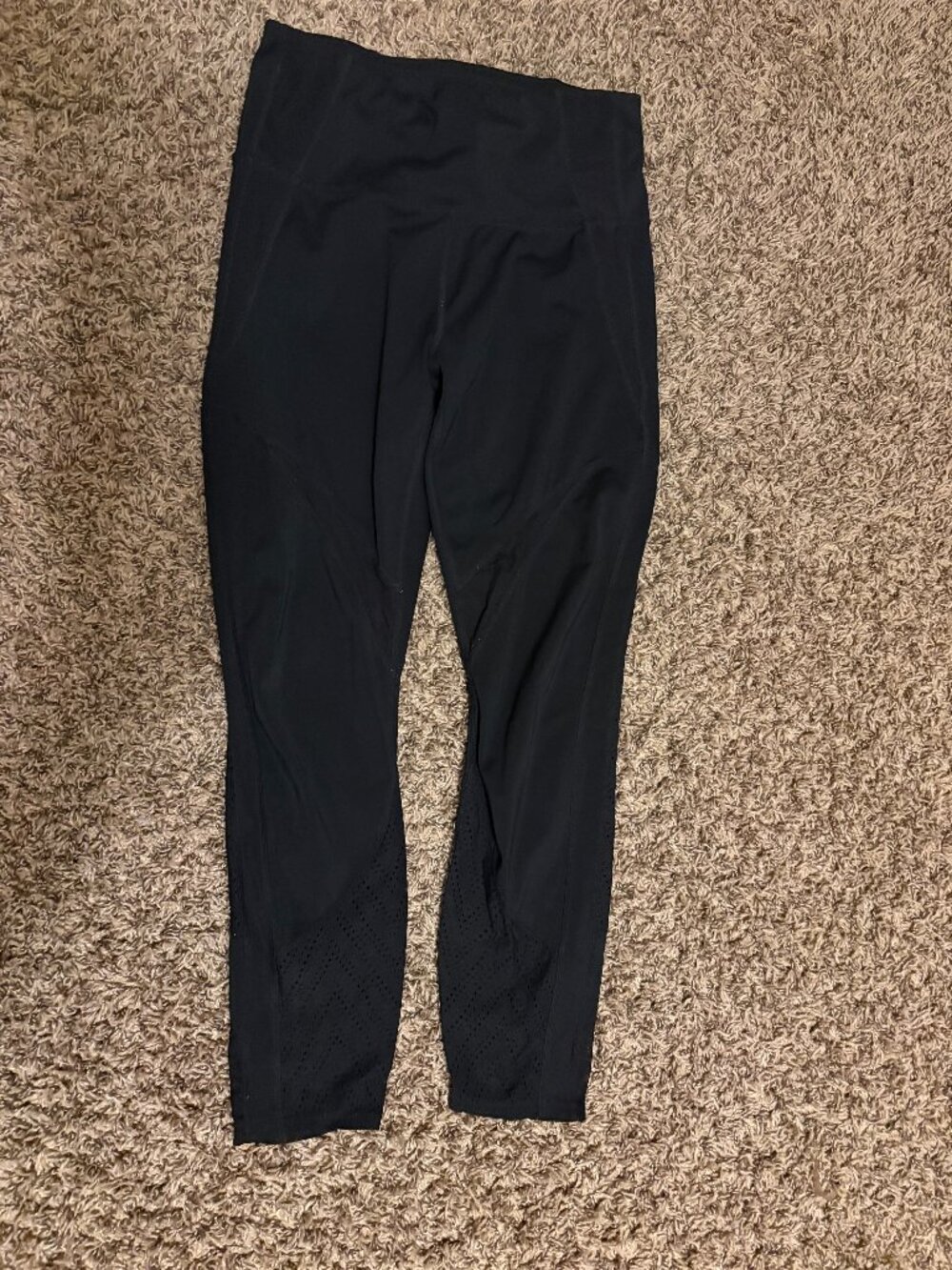 Athleta High Rise Precision Tight 7/8 Medium Black Ankle Mesh Panels Zip Pocket